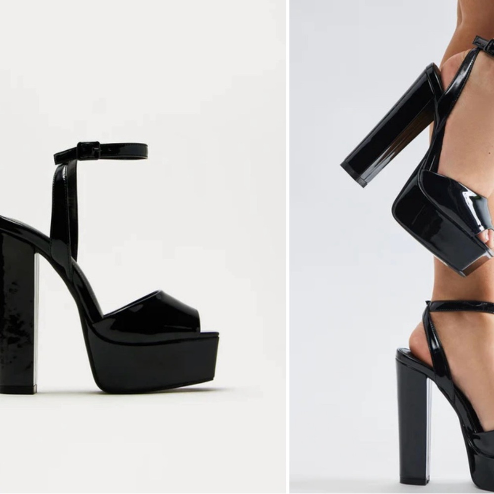 Fashion Nova Black Platform Sandals with Chunky Sole